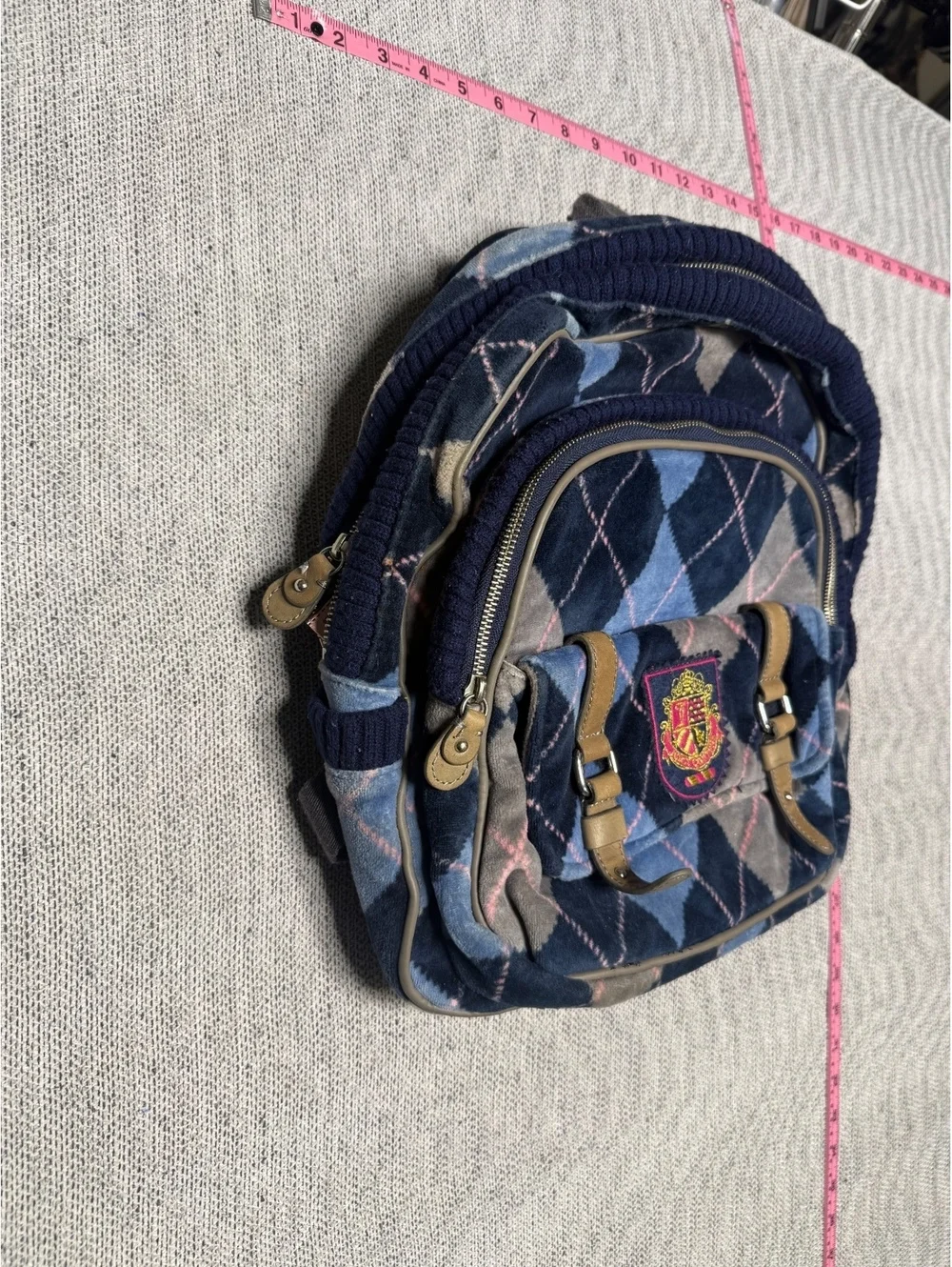 Juicy Couture Argyle Pattern Velvet Mini Backpack